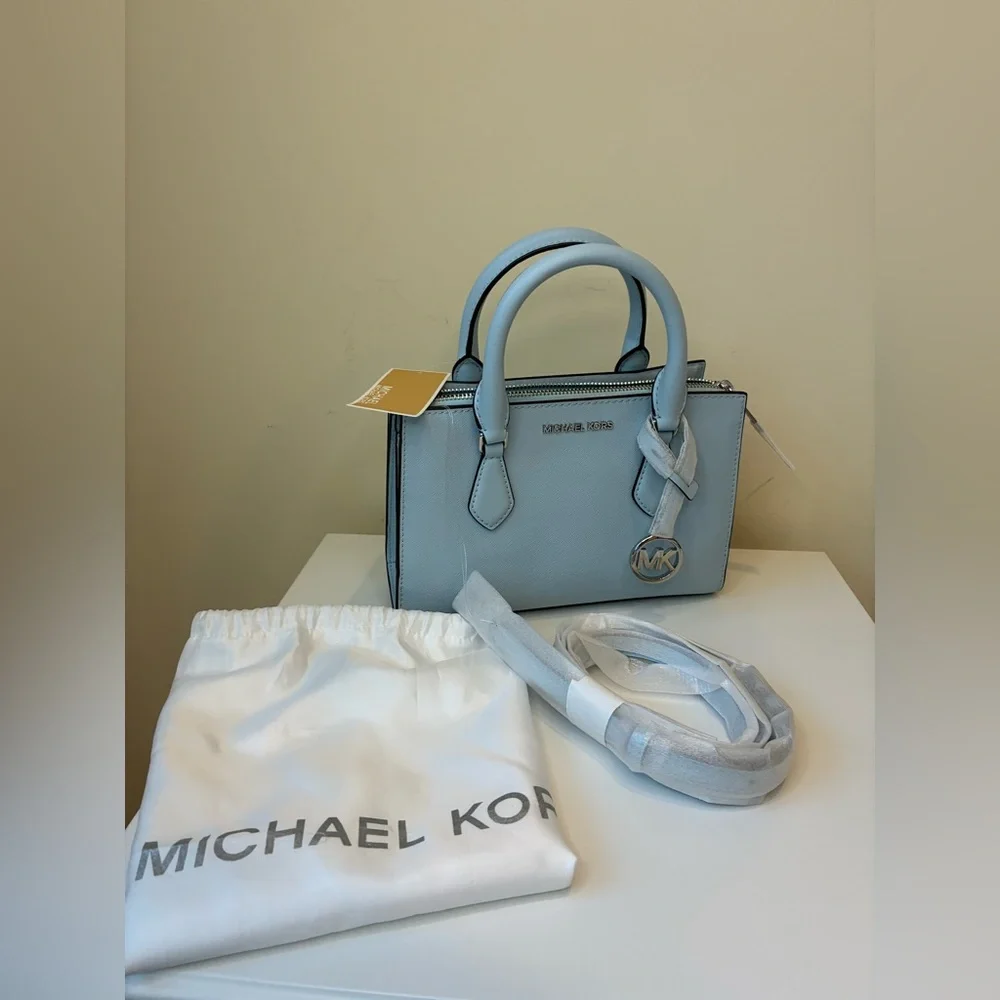Michael Kors Sheila Small Faux Saffiano Leather Satchel Vista Blue